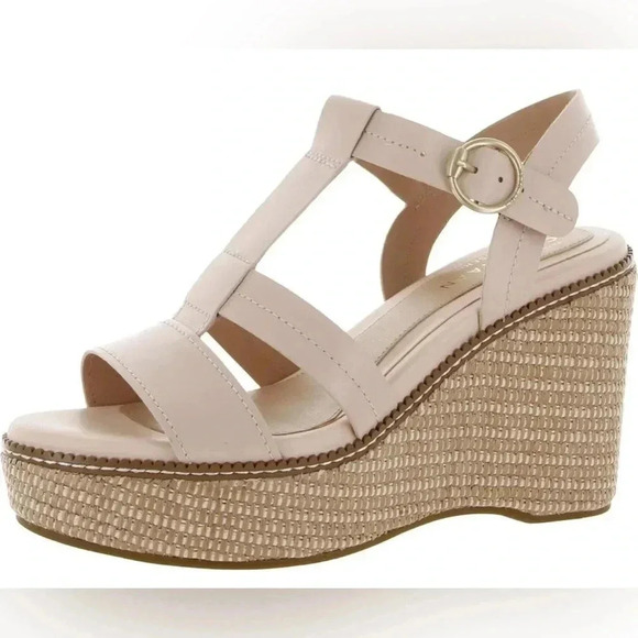 NWOB Cole Haan Womens Cloudfeel All Day 75 Faux Leather Peep Toe Wedge Sandals - Picture 2 of 8
